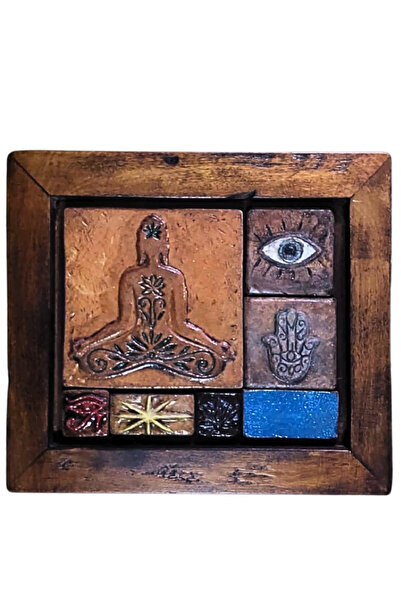 toprakanaart Buddha Kolaj Seramik Duvar Tablo, Buda 30,5 × 26,5 × 2,5 cm dir