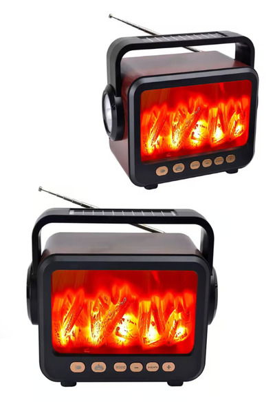 Dynego Şömine Bluetooth Hoparlör Radyo Retro Tasarımlı Alev Işıklı Çok Bantlı...