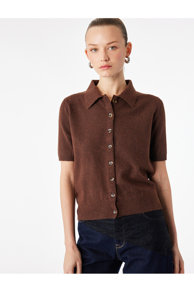 Koton Cardigan cu mânecă scurtă, cu nasturi și guler polo