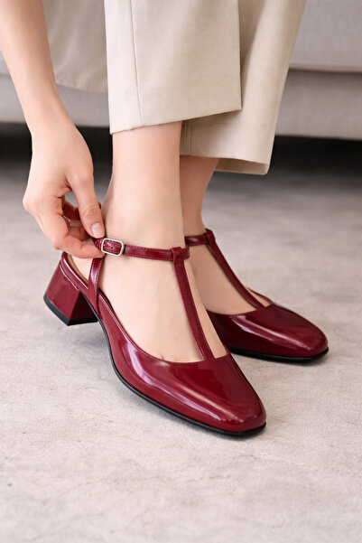 POTEEN Големи удобни сандали от кожа - бордо кожа