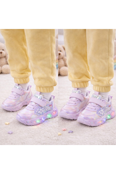 Bebelul Adidasi cu luminite in nuante lila - Cute Doll