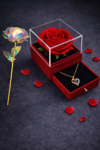 MEKKANMODA 14 AYAR ALTIN KAPLAMA 100 DİLDE SENİ SEVİYORUM ÇELİK KOLYE GÜLLÜ K...