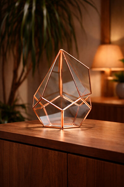 El Crea Designs 31x22x22 سنتيمتر النحاس الذهب الوردي علبة شوكولاتة هندسية ترر...