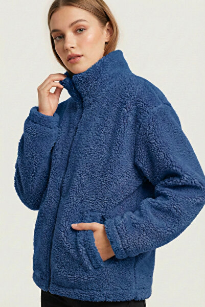 GENIUS STORE Women's Plush Full Zipper Pocket Sherpa Lamb Fabric Oversize Plu...