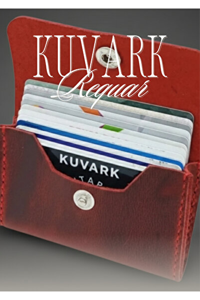 KUVARK حامل بطاقات ريكوار |   نموذج أفقي |   جلد العجل الأصلي |   أحمر