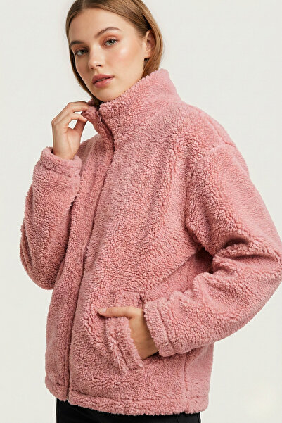 GENIUS STORE Women's Plush Full Zipper Pocket Sherpa Lamb Fabric Oversize Plu...