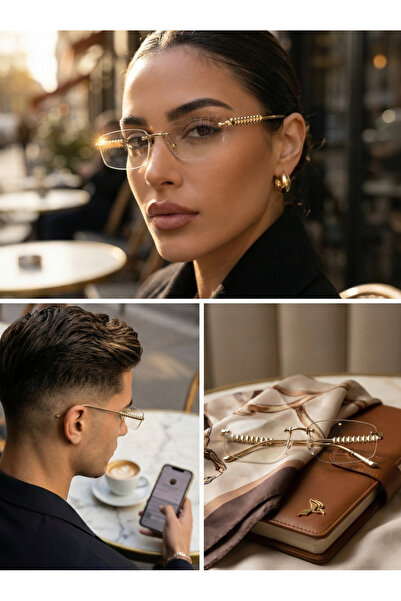 MONAL EYEWEAR Frameless, Blue Light Protected, Luxury Model, Geometric Frame ...