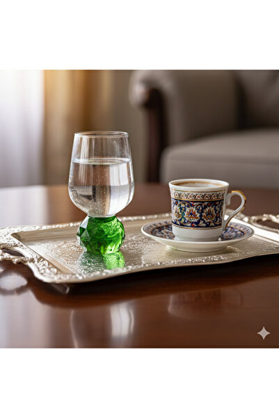 i love home glass Kristal Top Ayaklı Kahve Yanı Bardağı 6'lı Set 115 cc