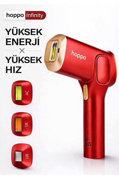 hoppo Infinity IPL Lazer Epilasyon Cihazı – Akıllı Cilt Sensörü, Sınırsız Atım, 9 Güç Seviyesi Kırmızı