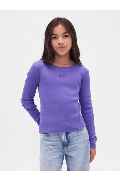 GAP Kız Çocuk Mor Örgülü Logo T-Shirt