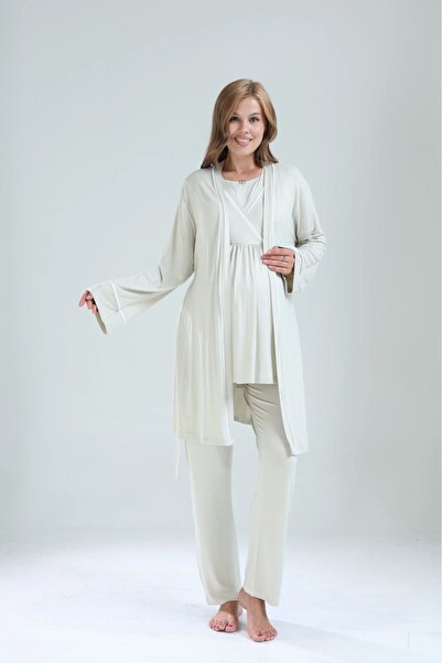 Lohusa Homewear New Season Mint Green Piping Hidden Breastfeeding Feature Sum...