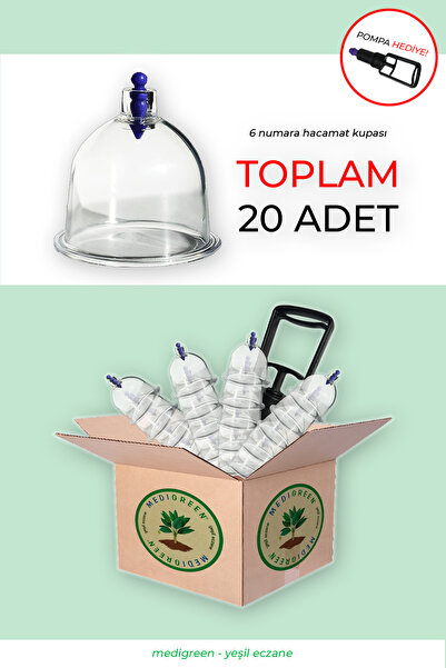 MediGreen 21 Parça Canlandırıcı, Selülit Ve Çatlak Giderici 6 Numara Hacamat Kupası & Masaj Seti