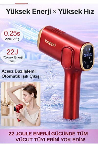 hoppo Infinity IPL Lazer Epilasyon Cihazı – Akıllı Cilt Sensörü, Sınırsız Atım, 9 Güç Seviyesi Kırmızı