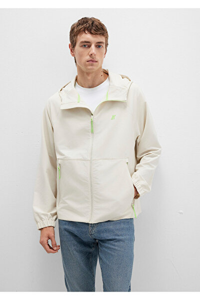 Mavi Wasserabweisende Ecru-Jacke mit Kapuze, reguläre Passform / normaler Sch...