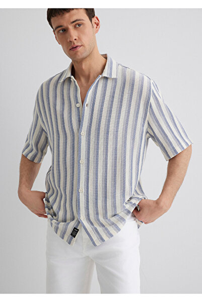 Mavi Cămașă cu dungi Ecru Loose Fit / Loose Comfortable Cut 0211540-70055