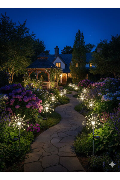 Dream Plus Solar Güneş Enerjili 120led Karahindiba Havaifişek Bahçe Aydınlatm...