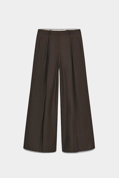 Açelya Okcu Premium BALLARD Mid-Waist Wide-Leg Woven Trousers