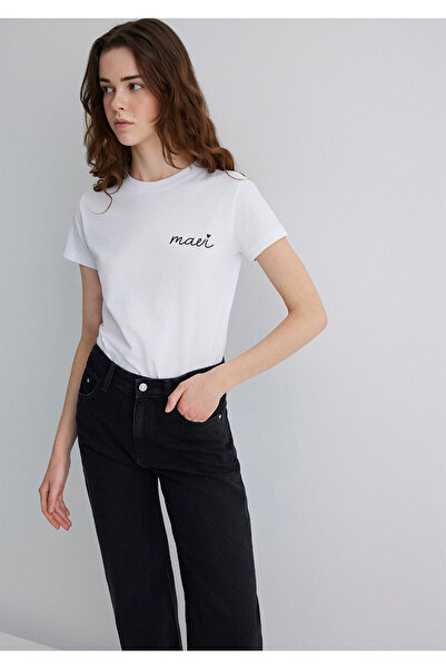 Mavi Logo Baskılı Beyaz Tişört Semi Slim Fit / Yarı Dar Kesim 1612962-620