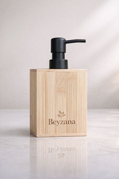 BEYZANA Doğal Bambu Sıvı Sabunluk Dikdörtgen Model Doldurulabilir Sıvı Sabunluk