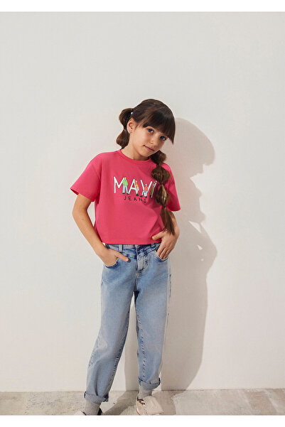 Mavi Rosa T-Shirt mit Jeans-Print, lockere Passform / lockere, entspannte Pas...
