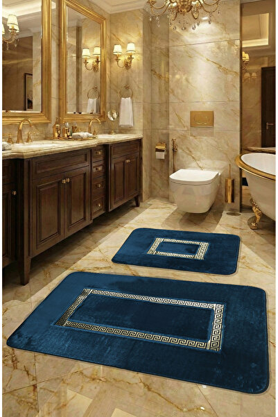 FeelHome طقم سجادة حمام فاخر للغاية مكون من قطعتين - قاعدة ميرام غير قابلة لل...