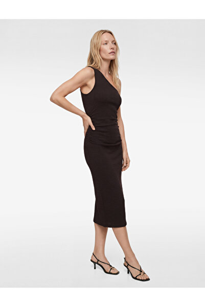 Koton Bürümcük Kumaş slim fit drapat Rochie creion fără mâneci, cu un singur ...