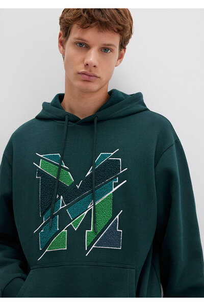 Mavi Zielona bluza z kapturem z nadrukiem logo M 0S10106-81570