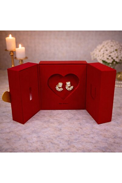 velve Casetă de bijuterii romantică „Best Wishes” – cercei cu zirconiu și mes...