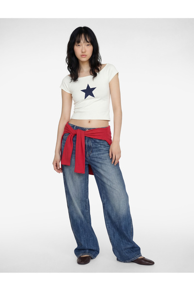 Koton Βαμβακερό κοντομάνικο μπλουζάκι με τύπωμα