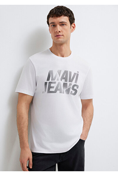 Mavi Τζιν εμπριμέ Λευκό T-Shirt κανονική εφαρμογή / κανονική κοπή 0610260-620