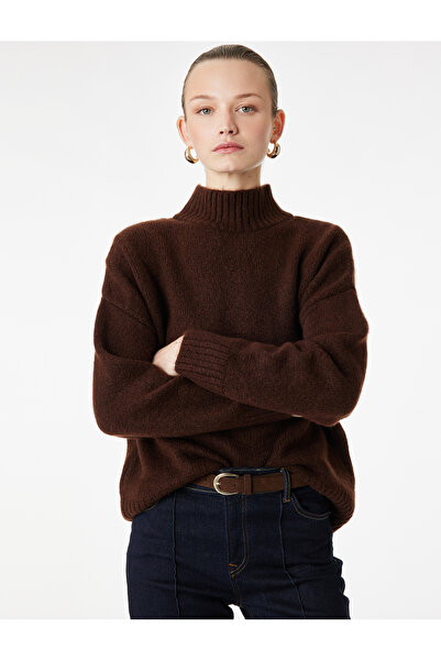 Koton Stand Collar Long Sleeve Oversize Knitwear Sweater