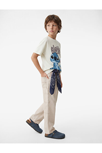 Koton Μπλουζάκι με κοντό μανίκι με λαιμόκοψη, βαμβακερό oversized με άδεια χρ...