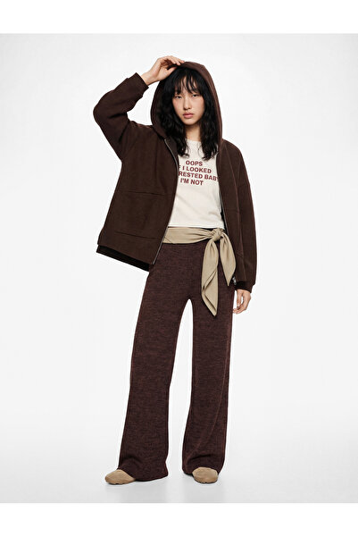 Koton Kaşe Uzun Kollu Kapüşonlu Cep Detaylı Oversize Fermuarlı Sweatshirt