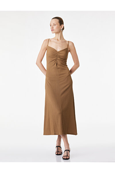 Koton Rochie midi din țesătură Bürümcük, cu croială confortabilă, cu detaliu ...