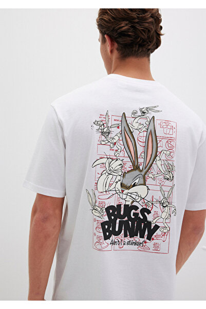 Mavi Tricou alb cu imprimeu Bugs Bunny Loose Fit / Loose Comfortable Fit 0610...