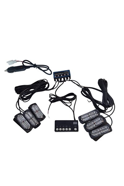 Drs Tuning 17 fonksiyonlu çakar lamba 12-30v 24 led 6 adet kırmızı*mavi set /...