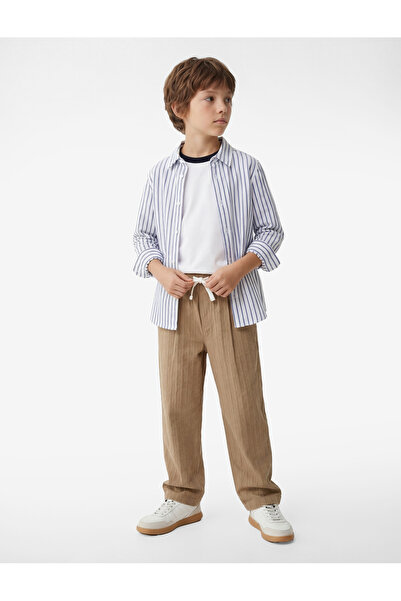 Koton Cămașă cu mânecă lungă, cu nasturi, din bumbac, cu guler clasic și dungi