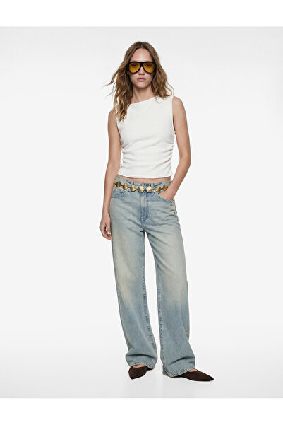 Koton Asymmetrical Neckline Sleeveless Slim Fit Draped Blouse