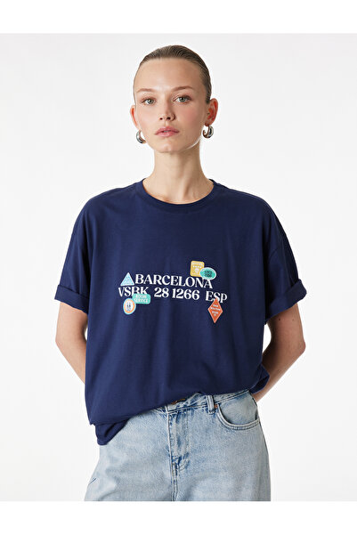 Koton Kadın T-shirt 6SAK50162EK LACİVERT
