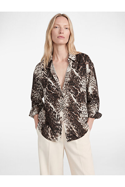 Koton Πουκάμισο με μακρύ μανίκι με λεοπάρ στάμπα από σατέν