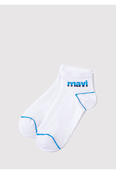 Mavi Logo Printed White Socks 092523-620