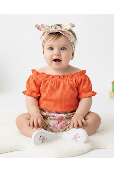 Egelite طفلة الصيف باندانا فلامنغو مطبوعة السراويل 3 قطعة أنيقة 6-9-12-18-24 ...