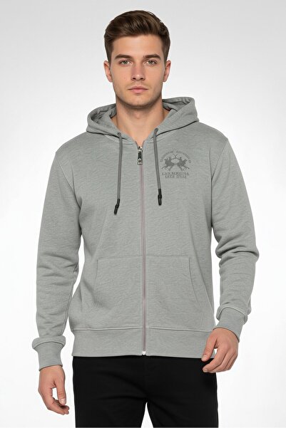 La Martina Men Brand Logo Long Sleeve Hoodies, Grey