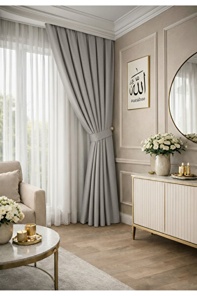 NS Ehli Tacir Відкрита сіра плісирована штора з високою якістю та текстурою о...