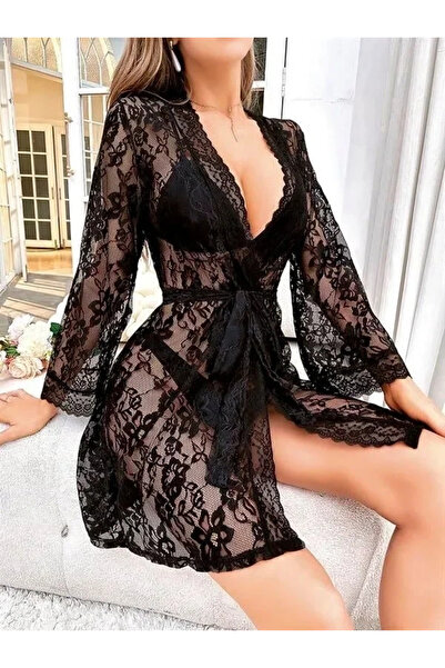 AMORA SECRET ÖZEL TASARIM ÖZEL TASARIM ÇİÇEK DESENLİ FULL DANTEL İŞLEMELİ ŞIK...