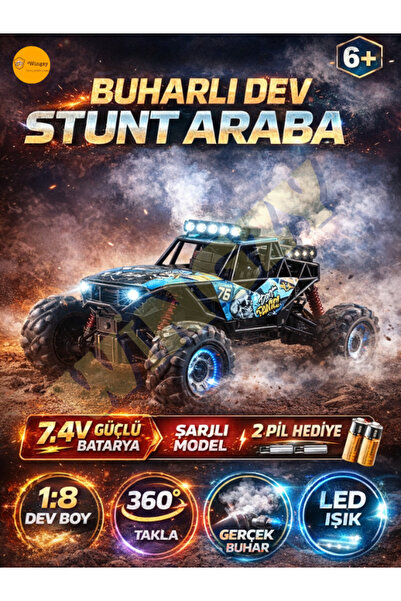 Wingzy Uzaktan Kumandalı 2.4G Full Fonksiyon 1:8 Off-Road Şarjlı Buharlı DEV ...