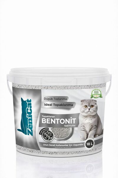ZeniCat Aktif Karbonlu Bentonit Kedi Kumu 18 Lt – İnce Taneli, Güçlü Topaklan...