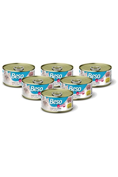 Beso تونة مبشورة في مرق للقطط البالغة - طعام رطب للقطط خالٍ من الحبوب | لحم ح...