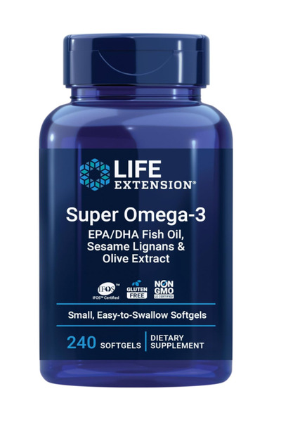 Life Extension Super Omega-3 EPA/DHA Fish Oil, Sesame Lignans & Olive Extract...