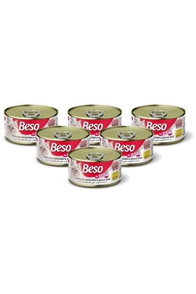 Beso دجاج مبشور وبيض سمان في مرق للقطط البالغة - طعام رطب للقطط خالٍ من الحبوب